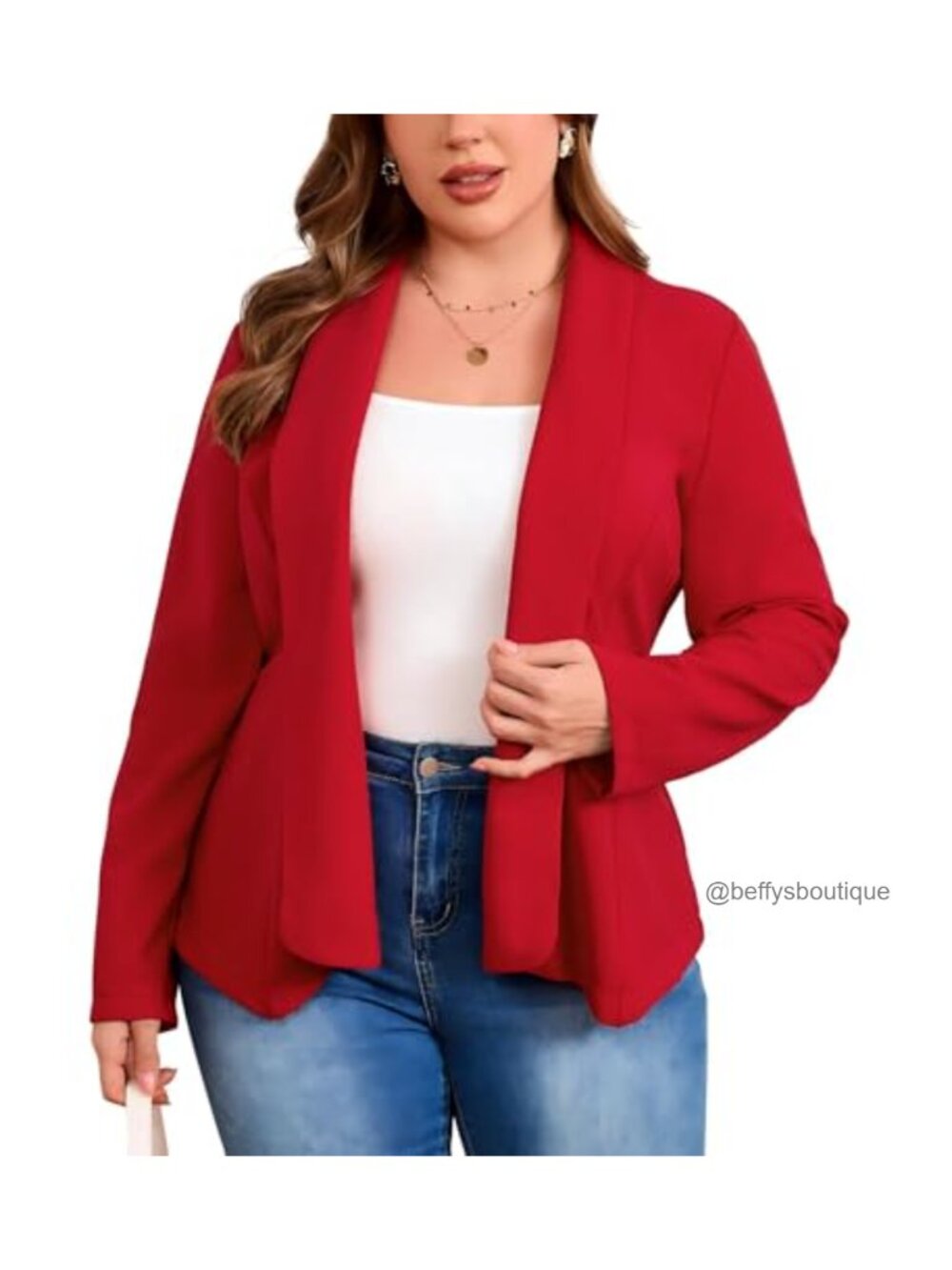 Oversized Plus Size Peplum Blazer Jacket Business Casual 3/4 Sleeve